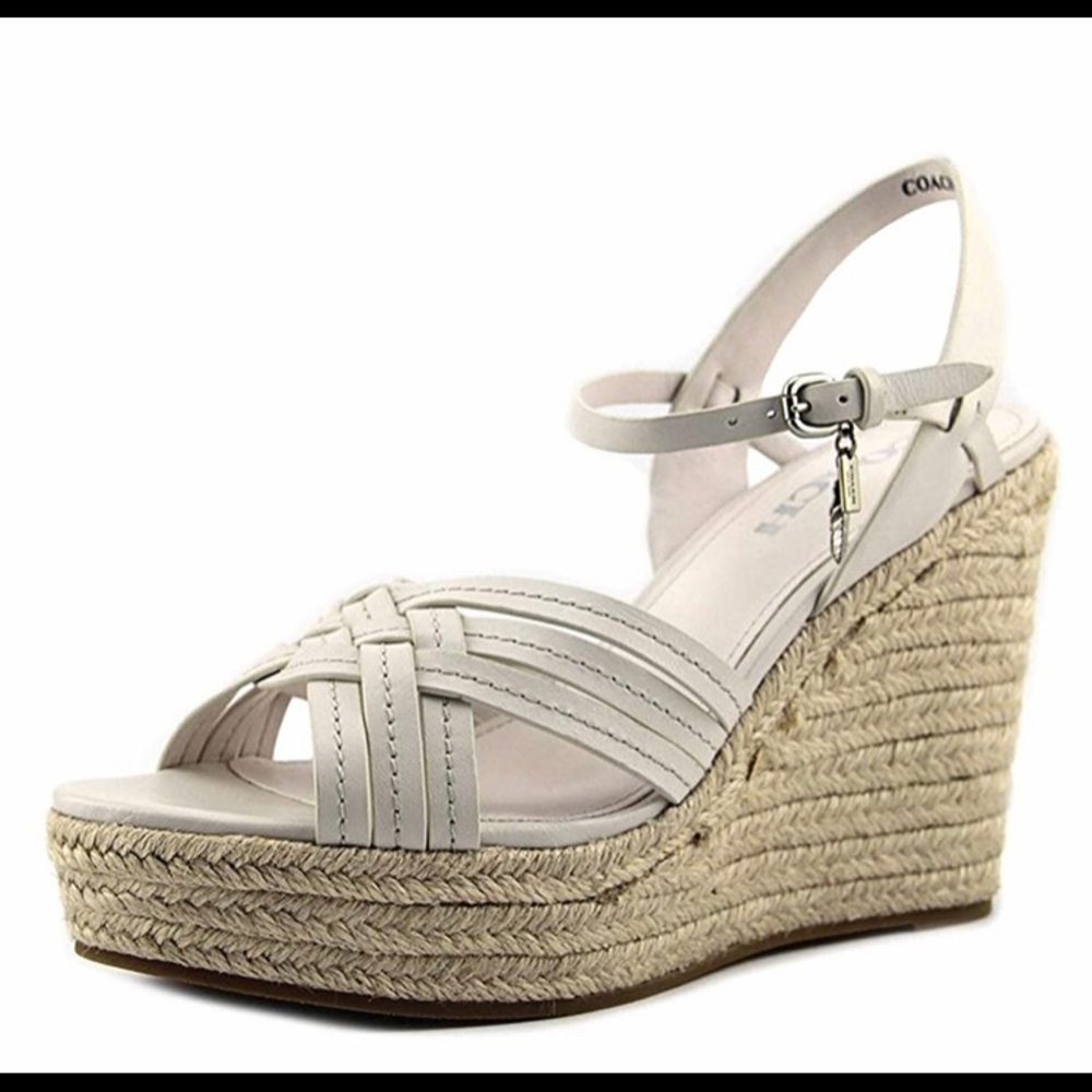 Coach “Dottie” Beige Espadrille Wedge sandals Sz8